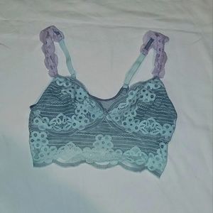Aerie bralette lace green gray.